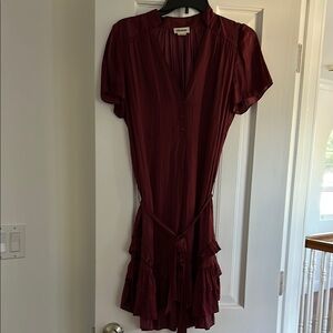 Zadig & Voltaire Red Mini Sundress Flutter Sleeve Plunge